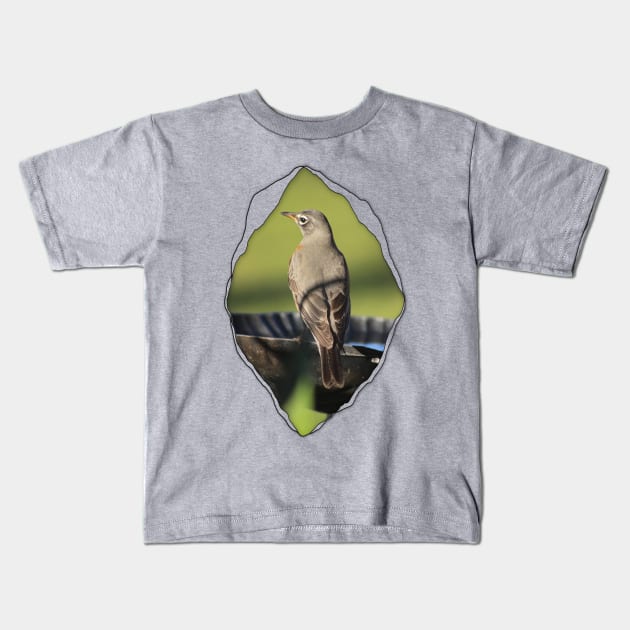 Robin on Birdbath In Tear Kids T-Shirt by ButterflyInTheAttic